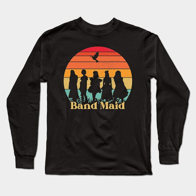 Band  Maid Retro Vintage Sunset Long Sleeve T-Shirt by Daz Art & Designs